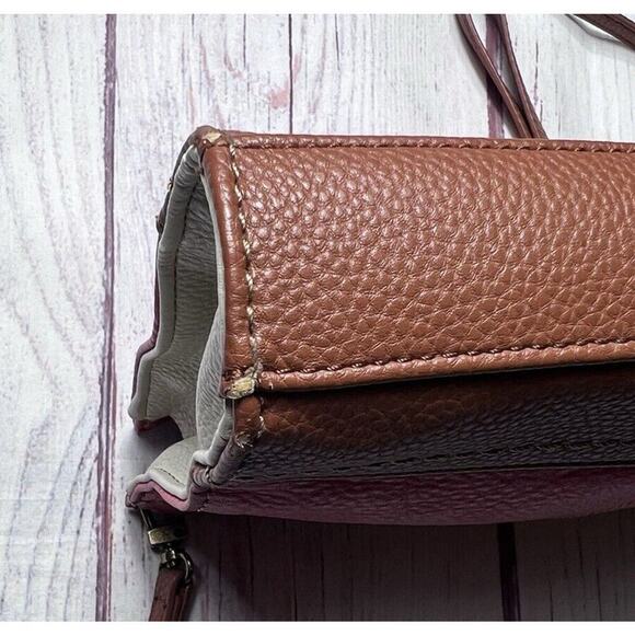 The Sak Iris Demi Orange Brown Pebble Leather Crossbody Shoulder Purse Bag - Picture 15 of 15